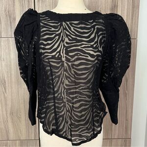 Black Zebra Print Sheer Top